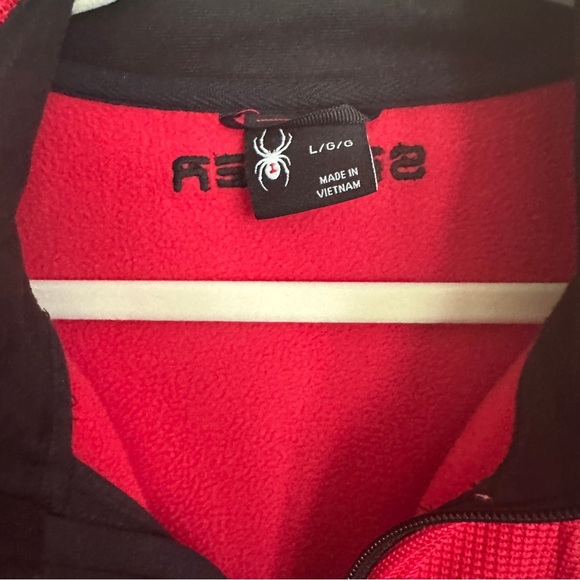 Spyder Raider 2.0 Thermal Track Jacket Waffleknit Full Zip Fleece Red Black - L - Picture 2 of 7